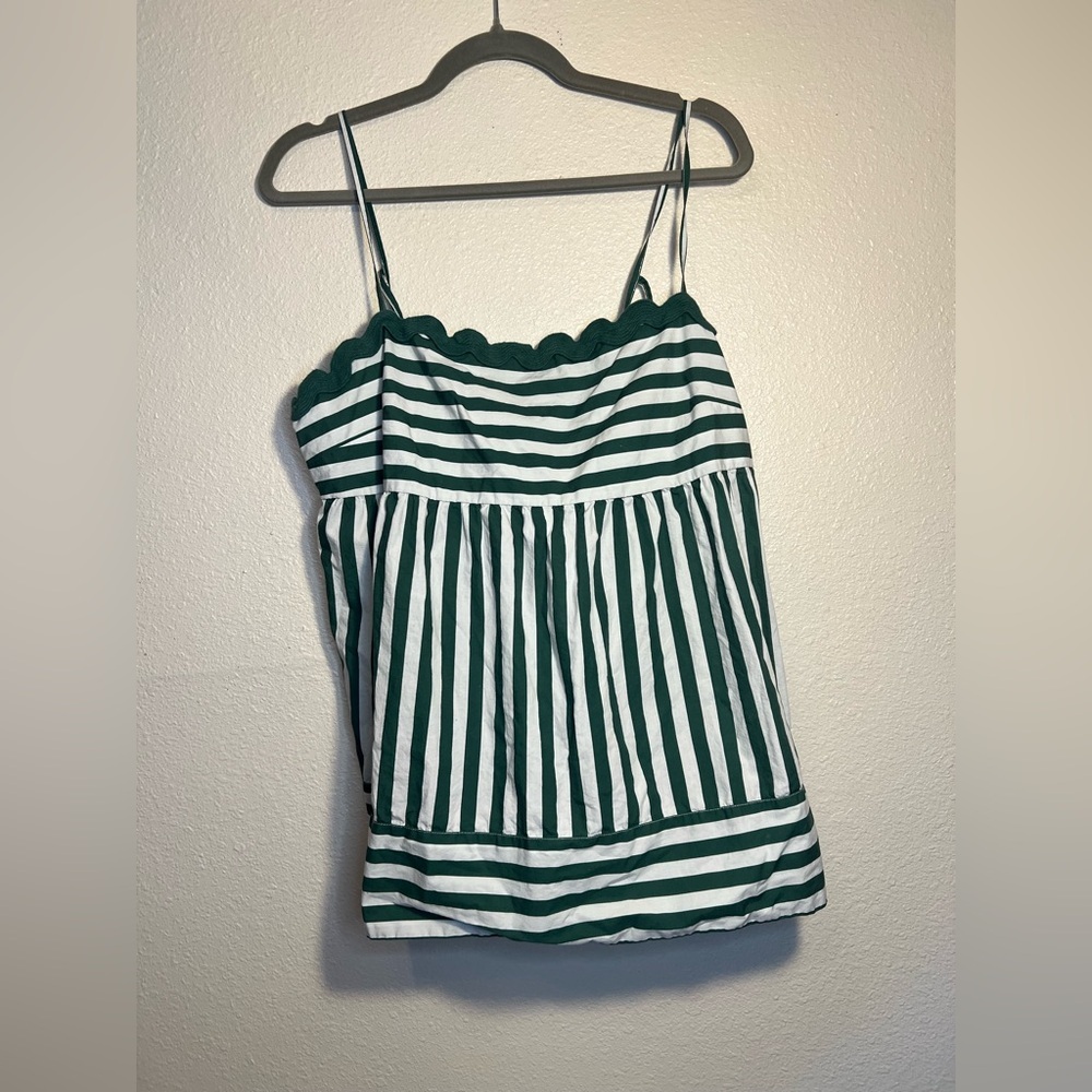 Anthropologie Maeve Tie-Back Babydoll Tank Green Motif Women’s - Picture 3 of 8